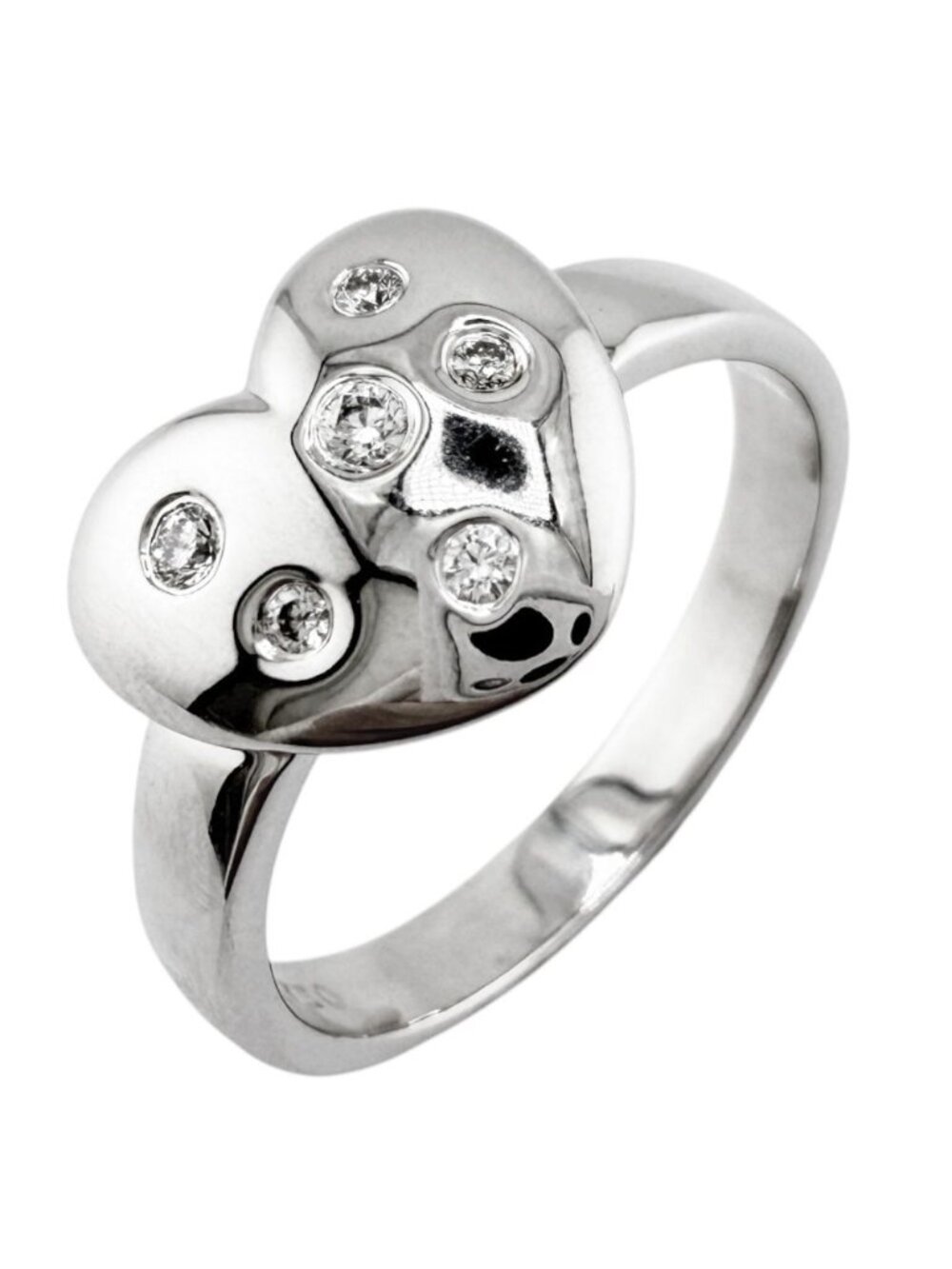 Tiffany & Co Dots Heart Ring 18k White Gold Diamond